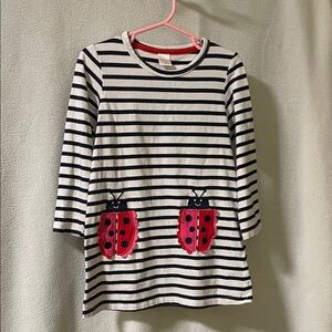 Charming Striped Kids Dress with Ladybug Design